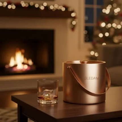 GLEDAM Rose Gold 1.6 Litre Matte Finish Stainless Steel Double Insulation Ice Bucket with Tong | Gift Items| Home Decor | Ice Box | Bar Accessories for Home and Party: (1.6 Litre)1 Pc Each